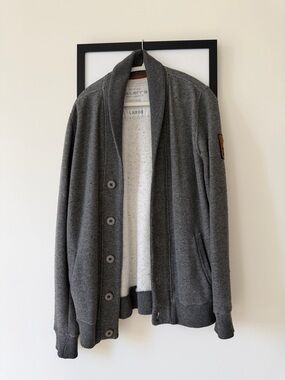 Men's Gray Shawl Collar Cardigan Sweater